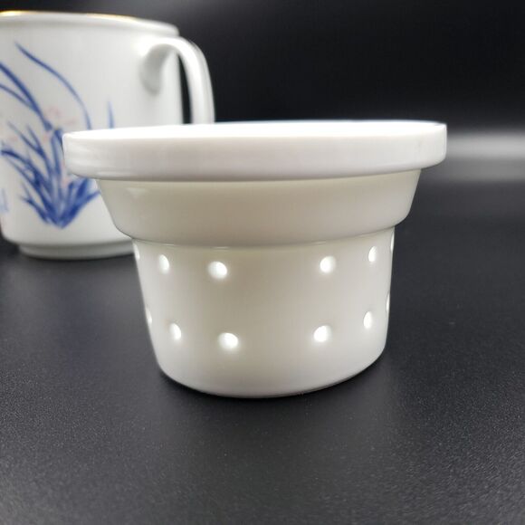 3 Piece Tea Cup Mug with Infuser Strainer and Lid Spring Iris Flowers Pink Blue - Picture 10 of 16